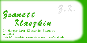 zsanett klaszkin business card